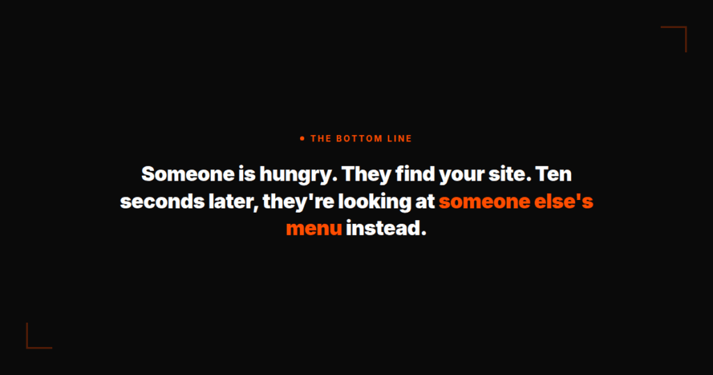 uote graphic: "Someone is hungry. They find your site. Ten seconds later, they're looking at someone else's menu instead."
