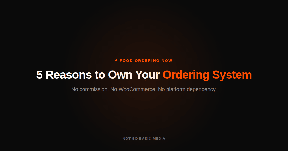 5 reasons to own your restaurant ordering system — no commission, no WooCommerce, no platform dependency