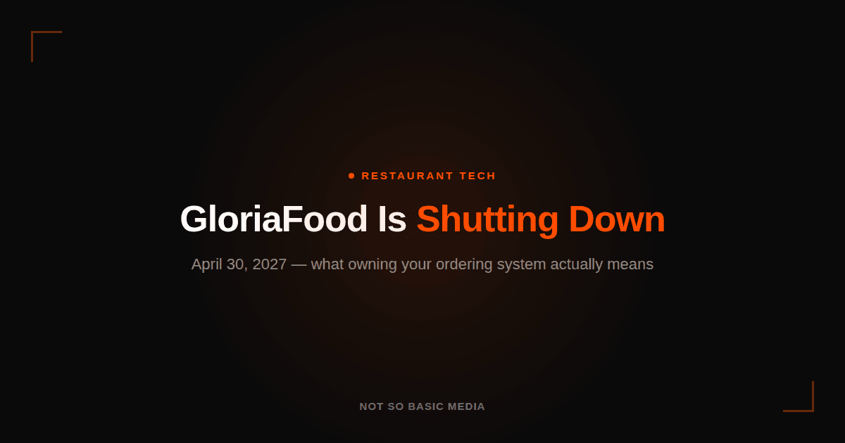 GloriaFood shuts down April 30, 2027 — what owning your restaurant ordering system actually means