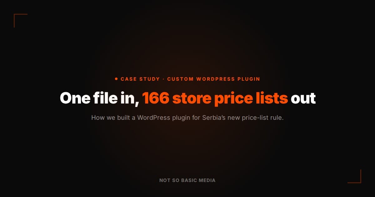 One price file in, price lists for 166 stores out: case study of a custom WordPress plugin